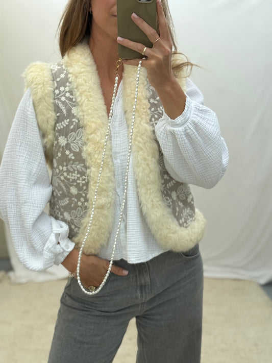 Vintage sheepskin waistcoat re-made maat s bohemien style