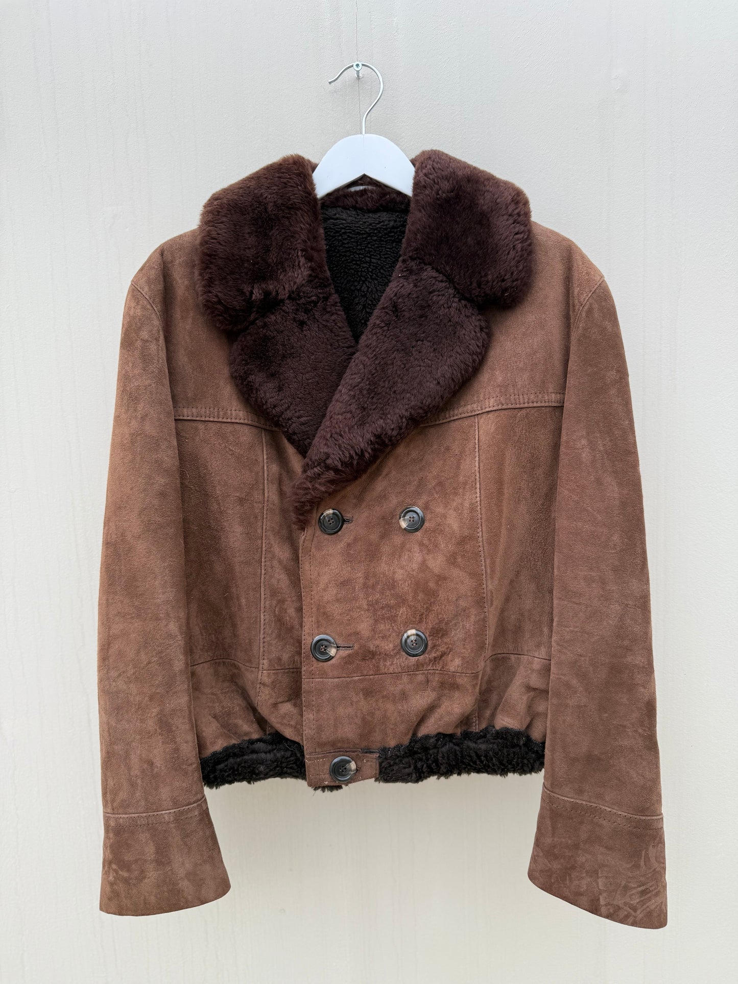 Vintage Cropped lammy coat donkerbruin