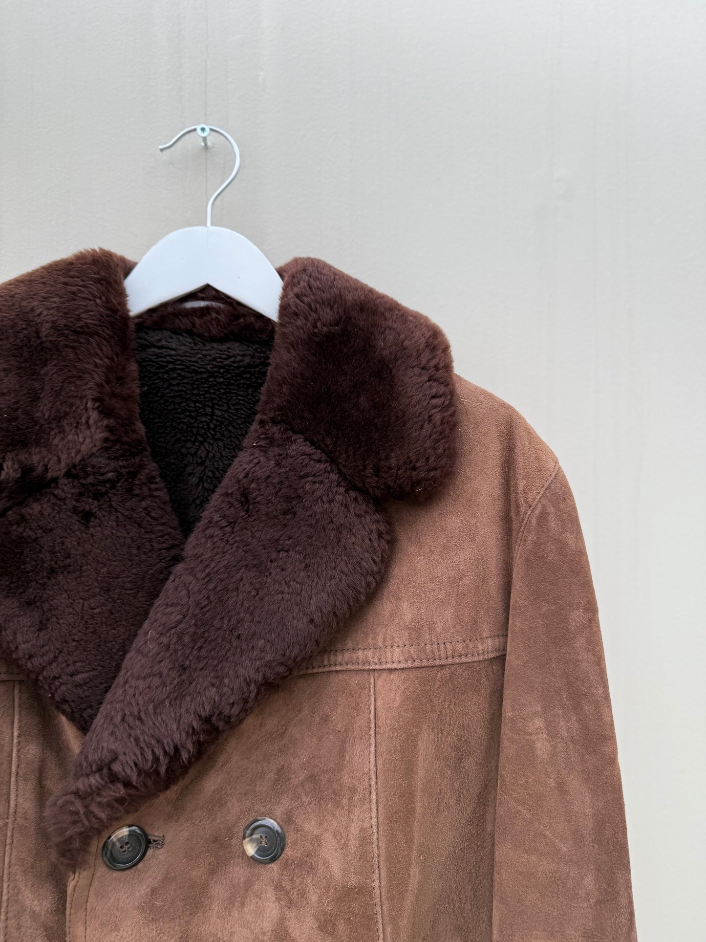 Vintage Cropped lammy coat donkerbruin