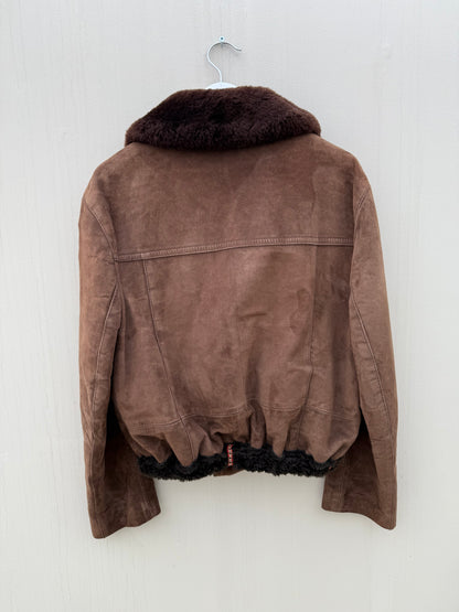 Vintage Cropped lammy coat donkerbruin