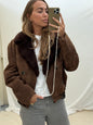 Vintage Cropped lammy coat donkerbruin