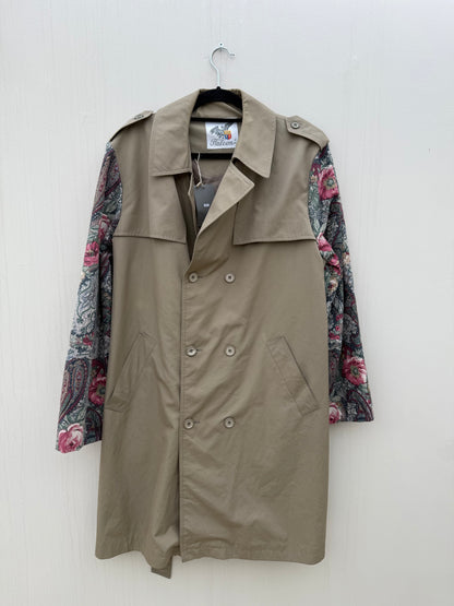 Vintage remade trenchcoat musthave herfst groen flowery