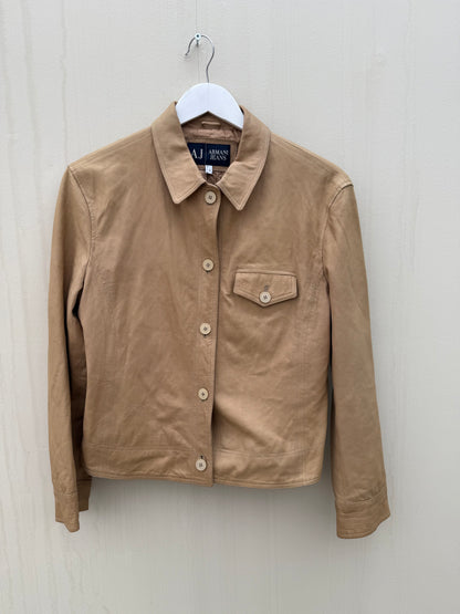 Armani leren jas vintage jacket 00s fitted