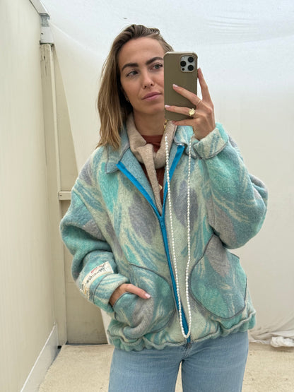 Handgemaakte Bomber vintage wollen dekens sustainable maat L