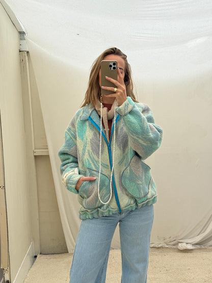 Handgemaakte Bomber vintage wollen dekens sustainable maat L