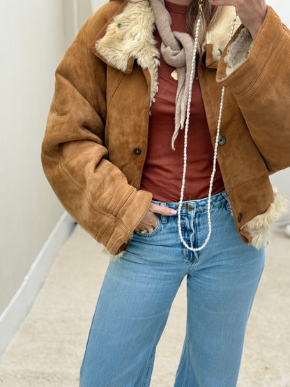 Vintage remade lammy coat reversible cropped model Olive Collectables