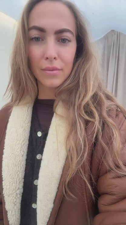 Re-made cropped lammy shearling leer